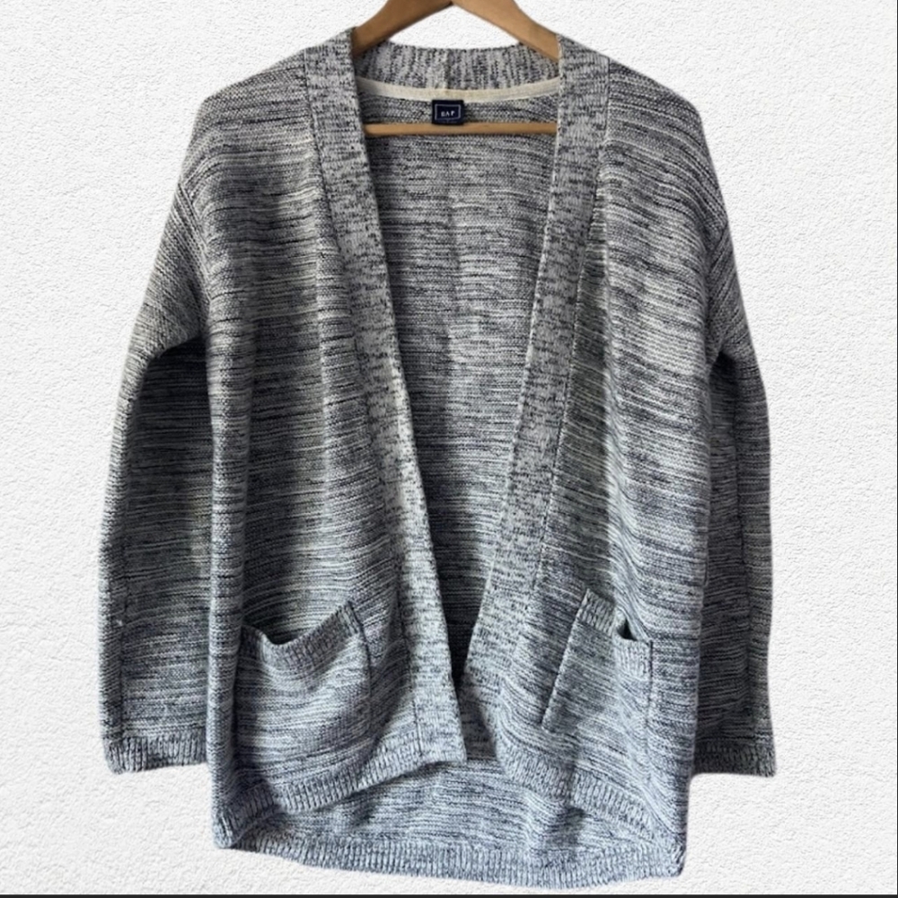 2011 GAP Cozy Gray Open-Front Knit Sweater Cardigan Womens Size S Grandmacore